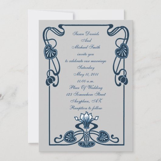 Elégante invitation au mariage de la florale d'arg (Devant)