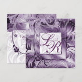 Elégante invitation au mariage Floral Purple Silve (Devant / Derrière)