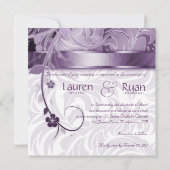 Elégante invitation au mariage Floral Purple Silve (Dos)