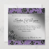 Elégante invitation au mariage Silver Purple Flora (Dos)