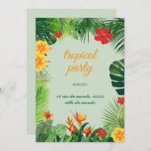 Elégante invitation avec un thème tropical lumineu (Devant / Derrière)