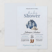 Elégante Invitation Baby shower Cowboy (Devant / Derrière)