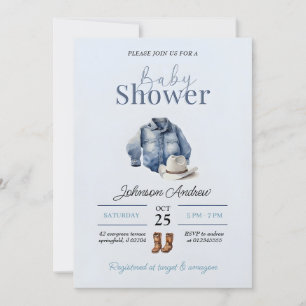 Elégante Invitation Baby shower Cowboy
