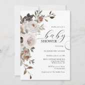 Elégante Invitation Baby shower Floral (Devant)