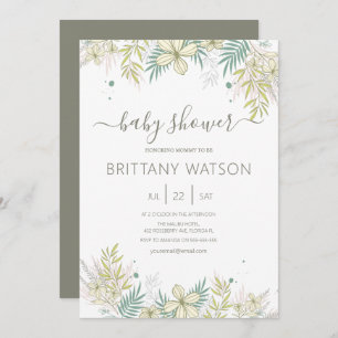 Elégante Invitation Baby shower Floral