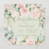 Elégante Invitation Baby shower Floral (Devant / Derrière)