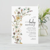 Elégante Invitation Baby shower Floral (Debout devant)
