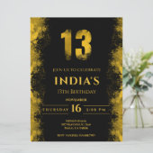 Elégante invitation Black And Gold 13e anniversair (Debout devant)