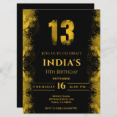 Elégante invitation Black And Gold 13e anniversair (Devant / Derrière)