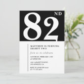 Elégante invitation Black White 82e anniversaire (Debout devant)