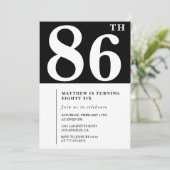 Elégante invitation Black White 86e anniversaire (Debout devant)