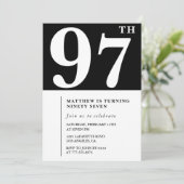 Elégante invitation Black White 97e anniversaire (Debout devant)