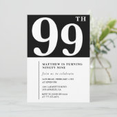 Elégante invitation Black White 99e anniversaire (Debout devant)