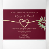 Élégante Invitation Bourgogne Tri-Fold (Intérieur au milieu)