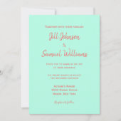 Elégante invitation corail et turquoise (Devant)