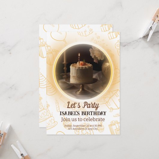 Elégante invitation d'anniversaire (Devant/Arrière en situation)