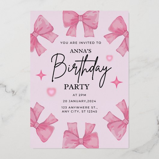 Elégante invitation d'anniversaire avec conception (Recto)