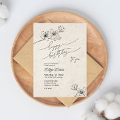 Elégante invitation d'anniversaire avec fleurs