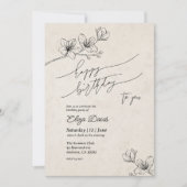 Elégante invitation d'anniversaire avec fleurs (Devant)