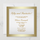 Elégante Invitation d'anniversaire d'or blanc (Devant)