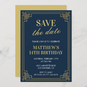 Élégante invitation de 14e anniversaire Garçon Enr