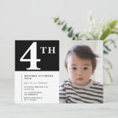 Elégante invitation de 4ème anniversaire Black Boy (Debout devant)