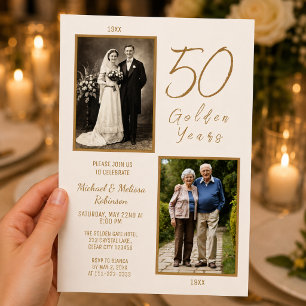 Élégante invitation de 50 ans de mariage en ivoire