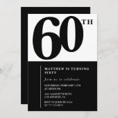 Elégante invitation de 60e anniversaire Black Chic (Devant / Derrière)