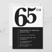 Elégante invitation de 65e anniversaire Black Chic (Devant)