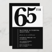 Elégante invitation de 65e anniversaire Black Chic (Devant / Derrière)