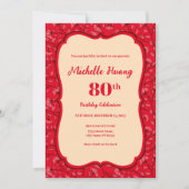 Élégante invitation de 80e anniversaire (RED) (Devant)