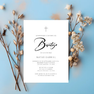 Élégante Invitation de Baptême Espagnole Minimalis