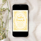 Elégante Invitation de Brunch de Pâques Jaune Whim