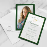 Élégante invitation de cérémonie de remise de dipl<br><div class="desc">Une carte élégante de cérémonie de remise de diplômes avec des bordures d'or et de vert. Les détails du texte et l'image peuvent être personnalisés.</div>