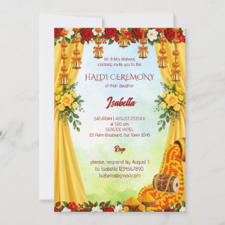 Élégante invitation de cérémonie Haldi indienne po