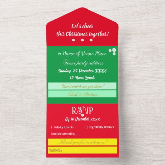 Élégante invitation de déjeuner de Noël (À l'intérieur)