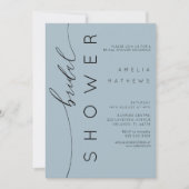 Élégante invitation de douche de mariée bleu pouss (Devant)