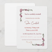 Élégante invitation de douche de mariée florale ro (Devant / Derrière)