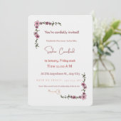 Élégante invitation de douche de mariée florale ro (Debout devant)