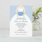 Élégante Invitation de douche nuptiale Gown (bleu) (Debout devant)