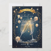 Elégante Invitation de fête d'anniversaire Champag (Devant)