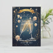 Elégante Invitation de fête d'anniversaire Champag (Debout devant)