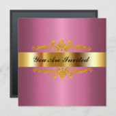 Élégante Invitation de fête d'anniversaire Gold ro (Devant / Derrière)