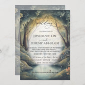 Elégante invitation de Fête de Forêt Enchantée (Devant / Derrière)