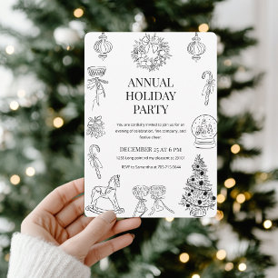Élégante invitation de fête de Noël dessinée à la