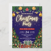 Élégante invitation de fête de Noël moderne à carr (Devant)