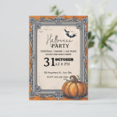 Elégante Invitation de fête d'Halloween Vintage - (Debout devant)