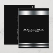Élégante invitation de fiançailles noir et argent (Devant / Derrière)