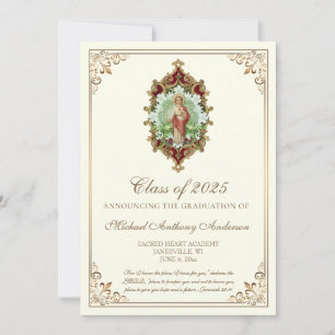 Élégante invitation de graduation catholique Jésus