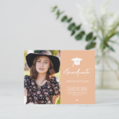 Élégante invitation de graduation de photo orange (Debout devant)